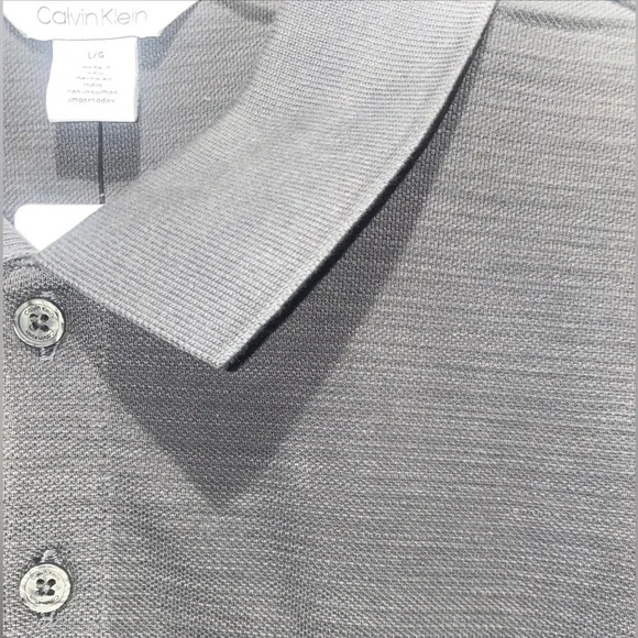 CALVIN KLEIN Heather Gray Polo Golf Shirt L Large NWT $65 lcsr - Picture 2 of 9